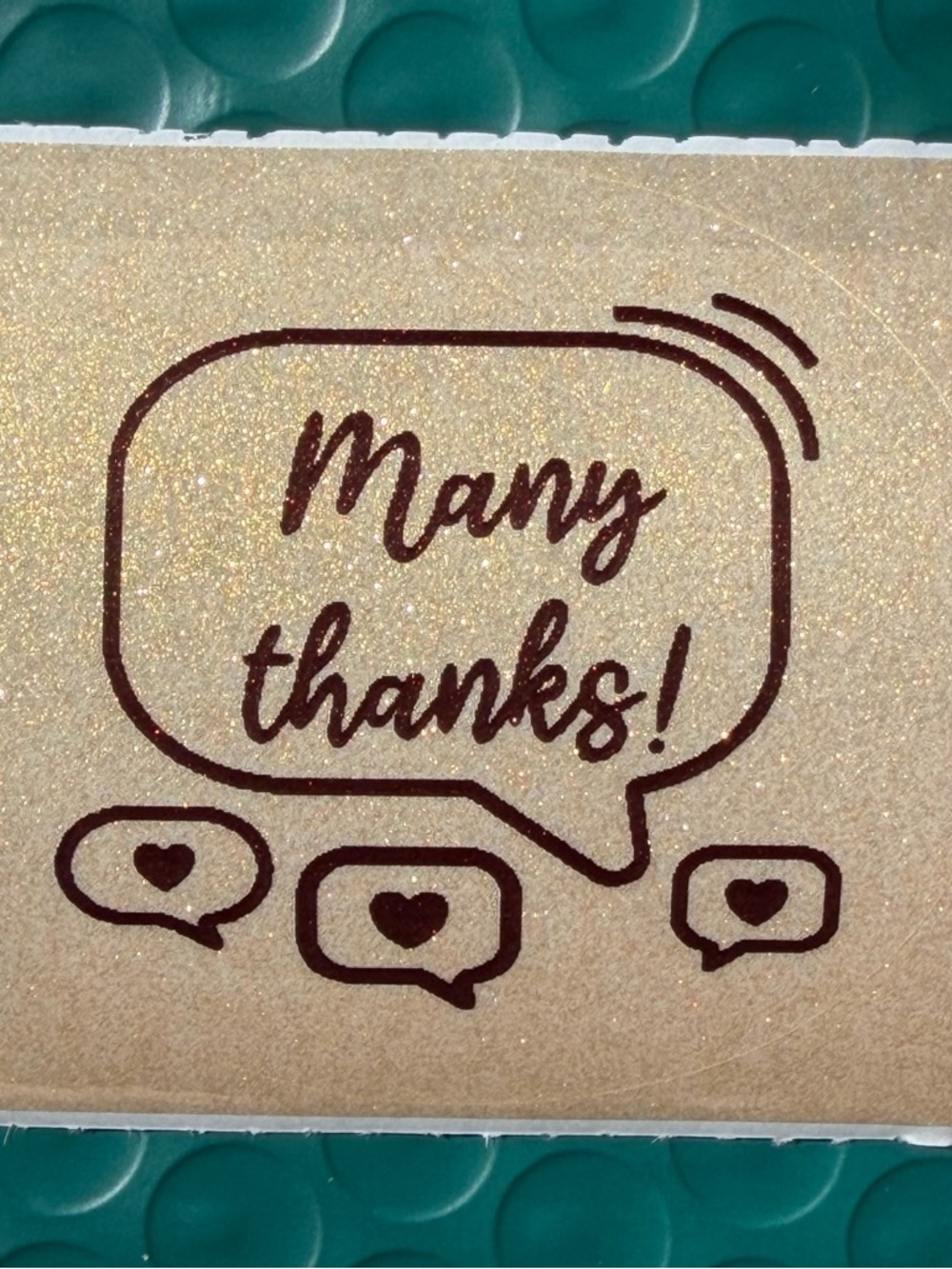 Gold & Black Transparent Glitter “Many Thanks”  ~50pcs only~